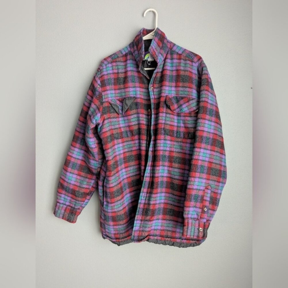 Vintage North crescent flannel 100% wool jacket men's size large tall 23x36x32